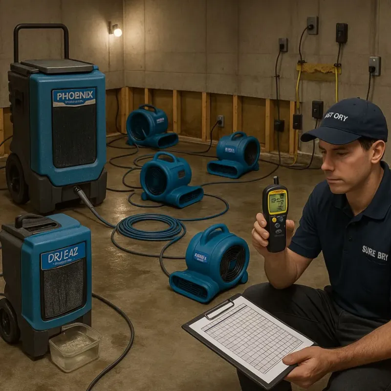 Structural Drying and Dehumidification process in Chatfield, MN